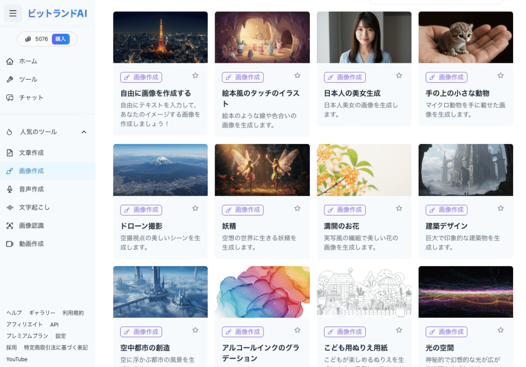 ビットランドAIのユーザ画面