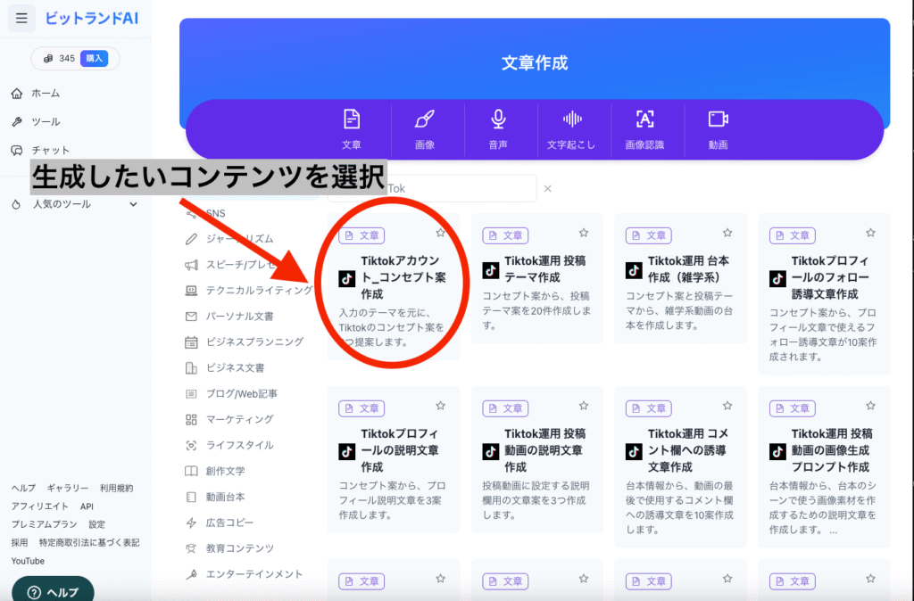 ビットランドAIのユーザー画面