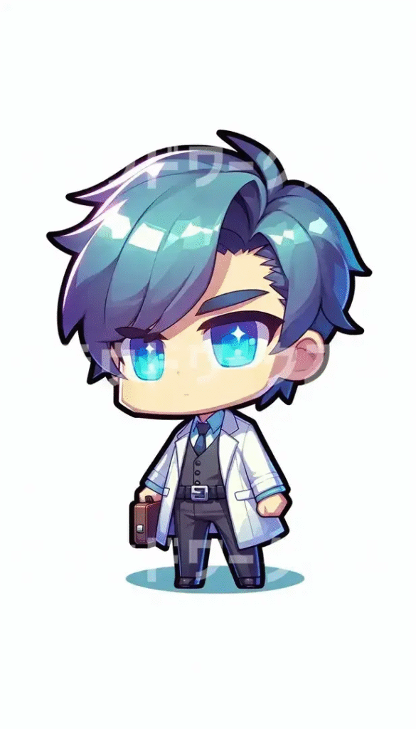 白衣を着た男性キャラクター