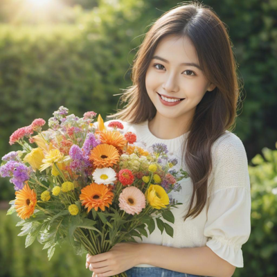 花を持った美女