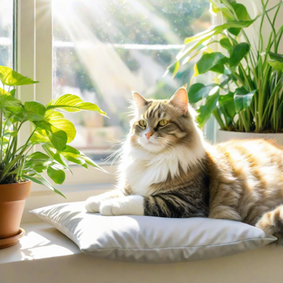 窓際にいる猫